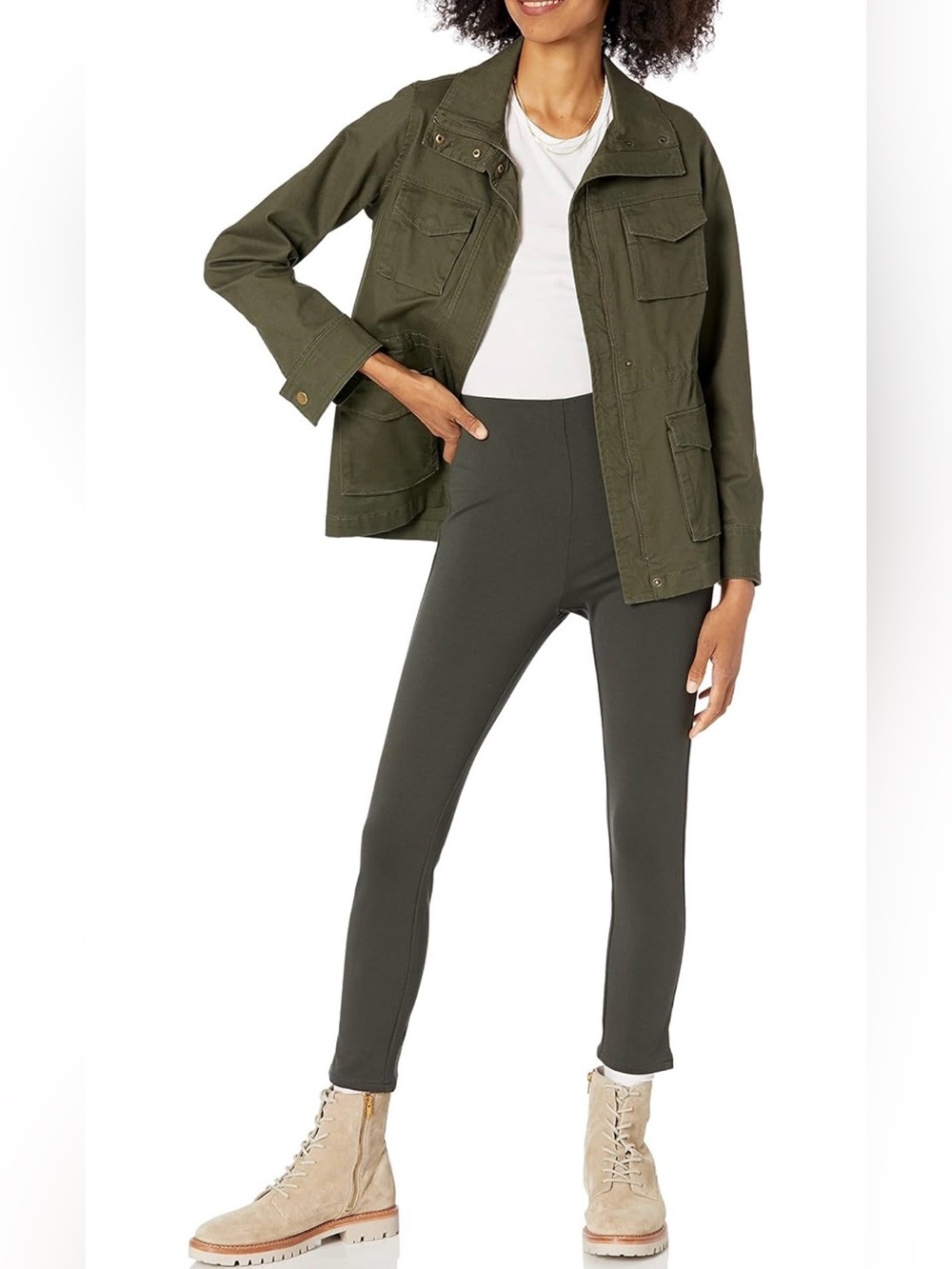 Daily Ritual Olive High-Waist Ponte Leggings Black
